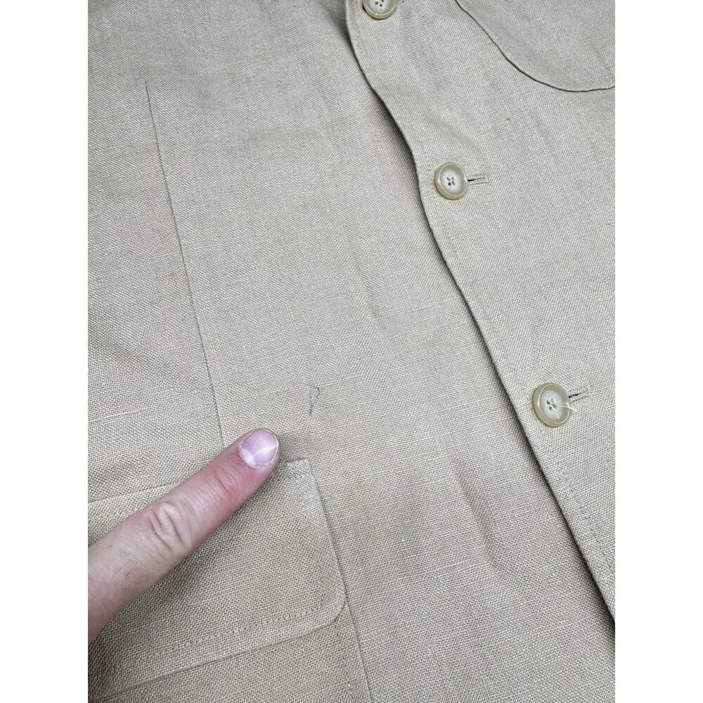Polo Ralph Lauren Sport Blazer Mens XL Khaki Linen Safari Coat Jacket